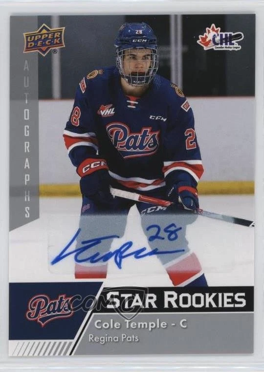 2022-23 Upper Deck CHL Star Rookies Auto Cole Temple #376 Auto - Image 1 of 2