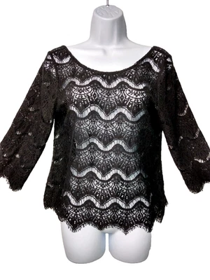 Top de encaje para mujer grande negro caprichoso hada grunge vampiro transparente oscuro romántico Foto 1 de 4