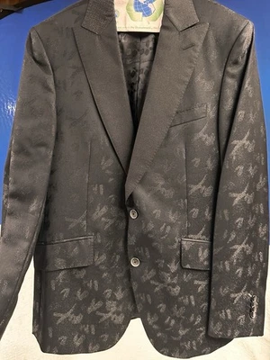 Blazer Robert Graham Reggie Para Hombres 50R Traje Chaqueta Negro Forrado Jacquard Usado en Excelente Condición Ja5Uo Foto 1 de 4