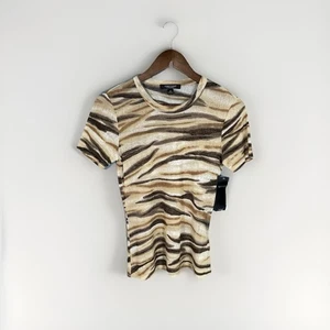 Karen Kane Women's Sz. Medium Cheetah Print Sheer Blouse NWT Nordstrom FREE SHIP - Picture 1 of 8