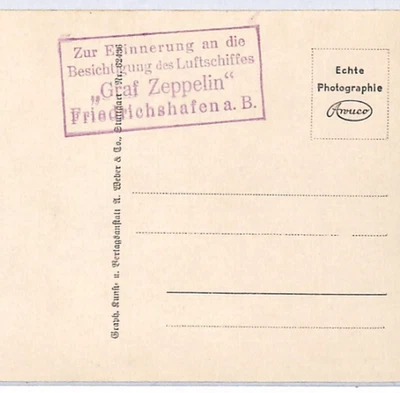 GRAF ZEPPELIN (LZ.127) Postcard Friedrichshafen *VIOLET* CACHET Germany PZ223 - Image 1 of 4