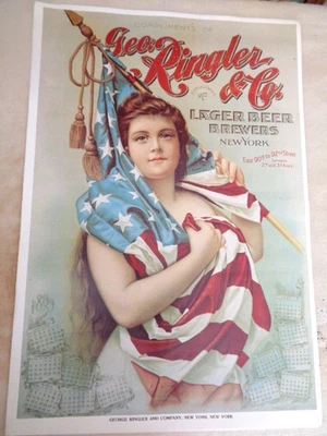 George Ringler Brewers  Poster 1970s Reproduction of 1899   16 x 11” - Image 1 of 3