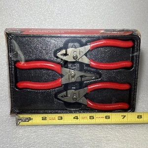 Snap-on Tools USA RED 3pc 4” Soft Grip Mini Slip Joint Pliers Set PL344BCF - Picture 1 of 7