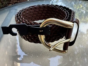 MICHAEL KORS Brown Braided Leather Belt 551359 Womens Medium NWT 40”x1.5” - Picture 1 of 9