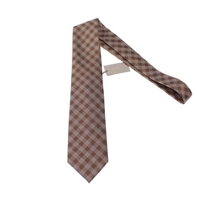 Tom Ford NWT Neck Tie in Brown/Black/White Check 100% Silk Made in Italy - Image 1 of 4