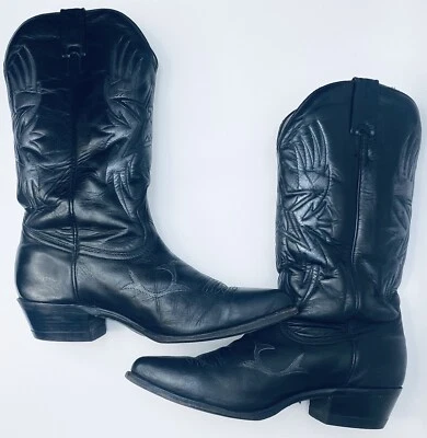 Botas Boulet Cowboy Western Masculinas Couro Preto Canadá - Tamanho 9.5 2E - Imagem 1 de 4