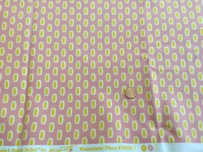 Heather Bailey Fabric Bijoux Mod Beads Pink Yellow Quilt Craft By the Half Yard - Image 1 of 4