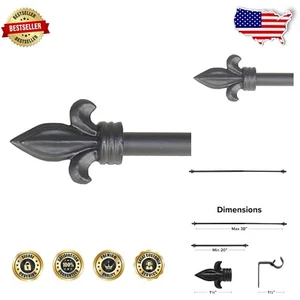 Premium Adjustable Hanging Rod for Tapestries - 22-56 Inches with Fleur Finials - Picture 1 of 7