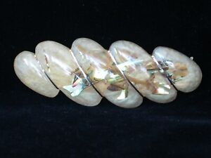 Vintage 4" hair barrette - lucite with inclusions of abalone shells and seaweed