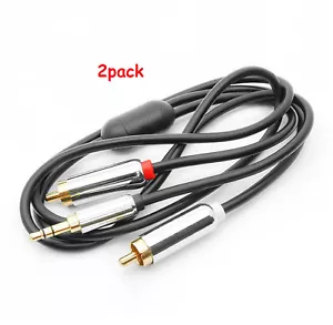 (2x) 6 pies premium 3,5 mm estéreo macho enchufe auxiliar a 2 cables de audio macho RCA - Imagen 1 de 3