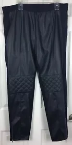 NWT Forever 21+ Womens Sz 3X Black Faux Leather Quilted Stretch Back Leggings - Picture 1 of 9