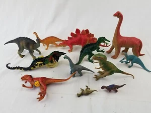 lot of 12 assorted small hard plastic dinosaurs  made in china toys - Picture 1 of 8