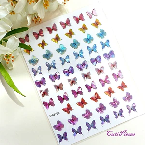 Nail Art Stickers 3D Butterfly Wings Flutter Glitter Metallic Sticker Decal Z709 - Picture 1 of 1