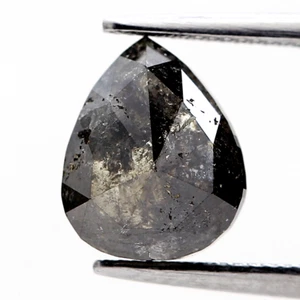 SOLITAIRE DIAMOND 2.35TCW SALT PEPPER PEAR DIAMOND ROSECUT FANCY NATURAL DIAMOND - Picture 1 of 14