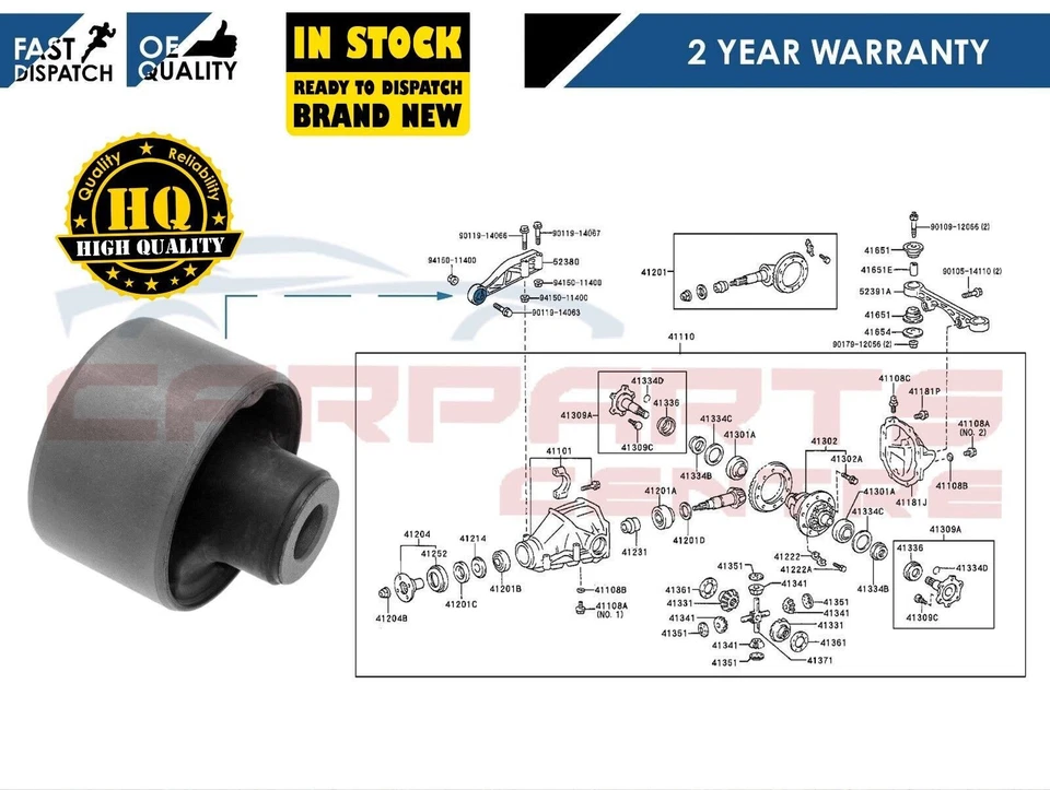 FOR TOYOTA HIACE GRANVIA 95-06 REAR DIFFERENTIAL DIFF ARM SUPPORT MOUNT BUSH HD - Image 1 of 1