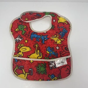 Vintage Retro Red Keith Haring By Bumkins Baby Bib Pop Art Vinyl  - Picture 1 of 5