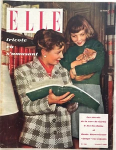 ELLE Magazine n° 196 du 29 Août 1949 ancienne revue de mode couture ELLE tricote - Picture 1 of 4