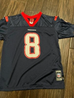 Camiseta Matt Schaub usada en excelente estado juvenil 12-14 #8 Houston Texas azul NFL niños Foto 1 de 3
