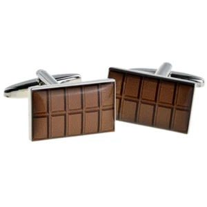 Milk Chocolate Bar Design Cufflinks in a Cufflink Box X2BOCR207 - Picture 1 of 1