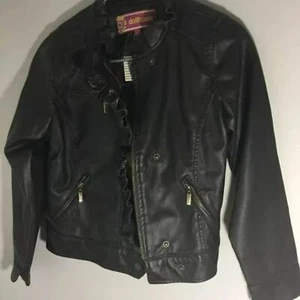 NWT Girls teens Faux Leather Jacket Brown Large Size 14 - Picture 1 of 4