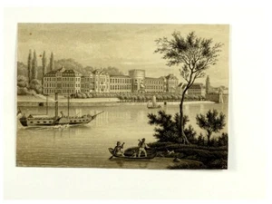 WIESBADEN BIEBRICH WITH CASTLE VIEW original Aquatint v. Tanner circa 1850 - Picture 1 of 2