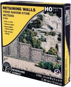Woodland 1261 HO Scale Random Stone Retaining Walls 3 Sections New Free Ship - Picture 1 of 4