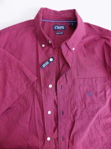 NUEVO CHAPS Para hombres Camisa Frontal con Botones Talla GRANDE Roja Azul Marino Cuadro Informal Clásica - Imagen 1 de 2