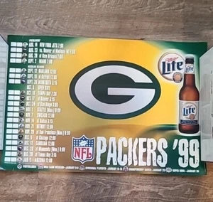 Green Bay Packers 1999 Game Schedule Miller Lite Beer Poster 20x30 NFL - Picture 1 of 1