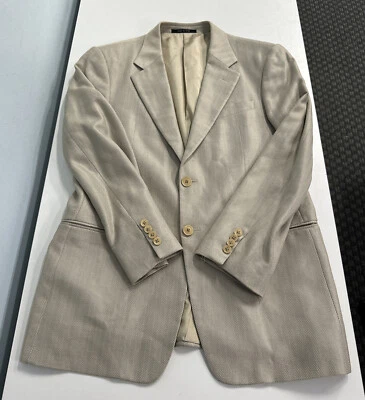 Blazer Armani Made in Italy 40 Regular 2 Botões Herringbone Itália Cáqui/G - Imagem 1 de 4