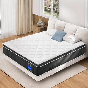 King Mattress 14 Inch, Hybrid King Size Mattresses in a Box, Memory Foam King Ma - Picture 1 of 7