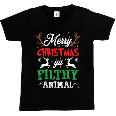 1Tee Kids Boys Merry Christmas Ya Filthy Animal T-Shirt
