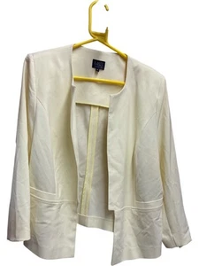 M&S Collection Women's Blazer Yellow Polyester Open Front - Size 18P - Picture 1 of 4