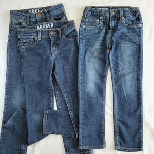 Lot Of 3 Kids Size 7 Jeans, Denizen Levi's, Crazy 8 Rocker Adjustable Waist - Picture 1 of 13