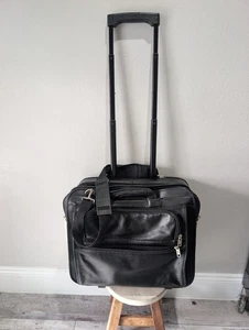 Frye schwarze Leder-Laptoptasche zum Rollen Handgepäck mit Schultergurt  - Bild 1 von 12