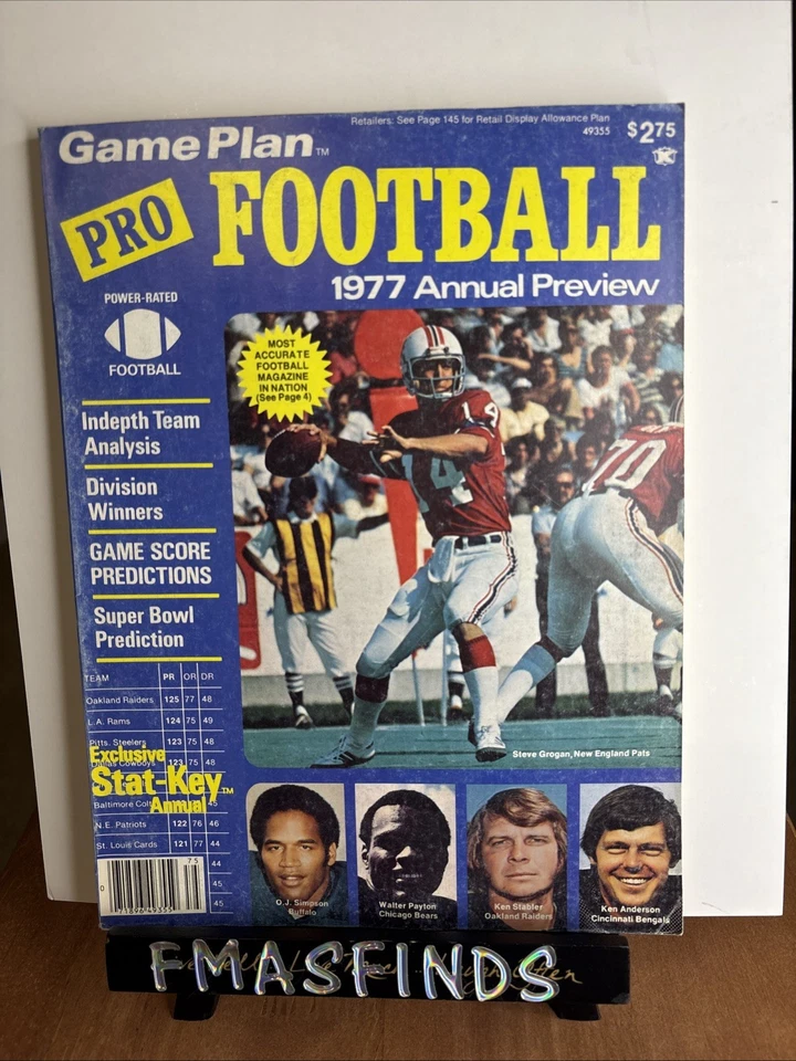 Revista anual de fútbol profesional Steve Grogan Patriots Q3 1977 OJ WALTER PAYTON Foto 1 de 1