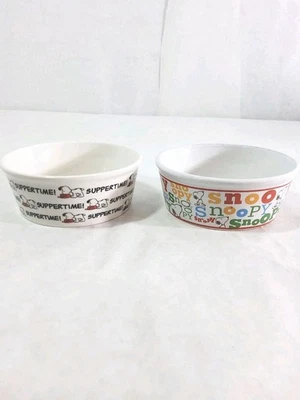 Peanuts Snoopy Ceramic Pet Food Water Bowls By Gibson Set Of 2 - Image 1 of 4