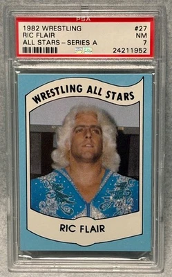 Tarjeta de novato 1982 Wrestling All Stars RIC FLAIR PSA 7 casi nueva The Nature Boy radiocontrol Foto 1 de 2
