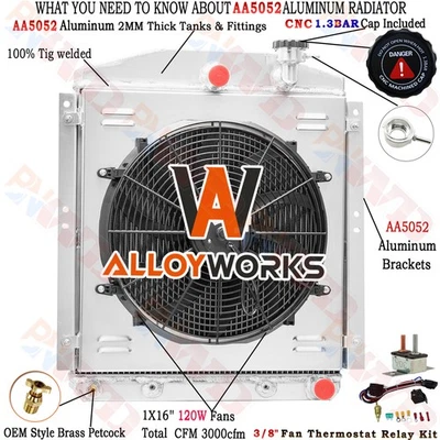 4 Row Radiator Shroud Fan For Chevy/GMC Truck Pickup 3.8L L6 1948-1954 1952 - Image 1 of 4