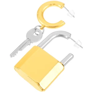 1 Pair Key Earrings Lock Earrings Asymmetrical Earrings Decorative Earrings - Picture 1 of 12