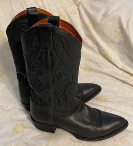 FRYE Black Leather Size 10 Men's BRUCE Pull On Tall Boots-VERY NICE - Picture 1 of 9