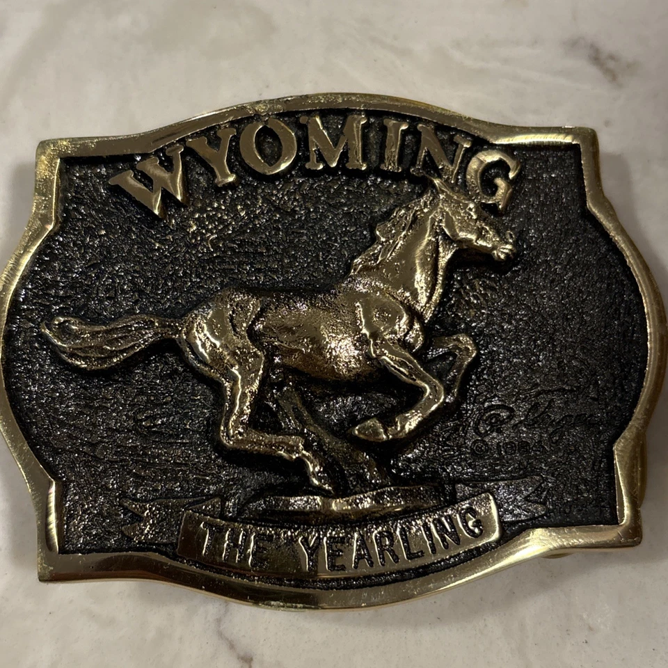 Heritage Mint "the Yearling" Solid Brass Belt Buckle Wyoming TP-1110 - Image 1 of 4