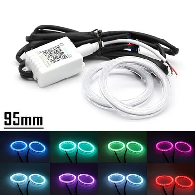 RGB Colorful COB Car Headlight Angel Eyes Light LED Halo Rings Lamp Kit 95MM - Image 1 of 4