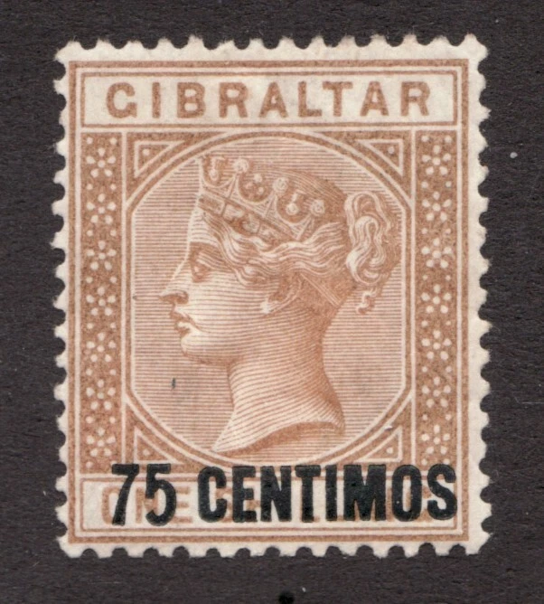 1889 Gibraltar Sc# 28 - 75 Centimos - Queen Victoria - MH HR Cv$67.50 - Image 1 of 1