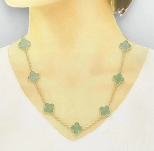 Van Cleef & Arpels Vintage Alhambra 18K Yellow Gold JADEITE Necklace Certificate - Picture 1 of 6