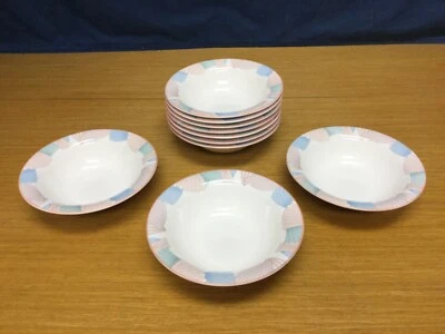 10 Noritake New Decade 9417 Ocean Melody Pattern 7” Rimmed Cereal Bowls - image 1 of 4