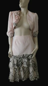 Pink Mother of the Bride 2 piece silk mix skirt/bolero set 31" waist UK12 - Picture 1 of 11