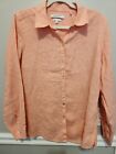 Foxcroft Womens Button Up Blouse 100% Linen Heritage Non Iron Sz 14 Fitted Salmo
