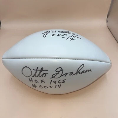 Y.A. Autógrafo del Salón de la Fama de Tittle y Otto Graham QB Colts, Giants, Browns Foto 1 de 4