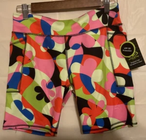 Athletic Works Bike Shorts Girls size XXL 18 Multicolor Side pockets UPF 30 NEW - Picture 1 of 8