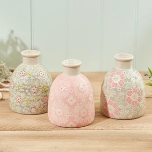 Set di 3 vasi decorativi vintage fiori floreali da esposizione gemme gres porcellanato - Foto 1 di 6